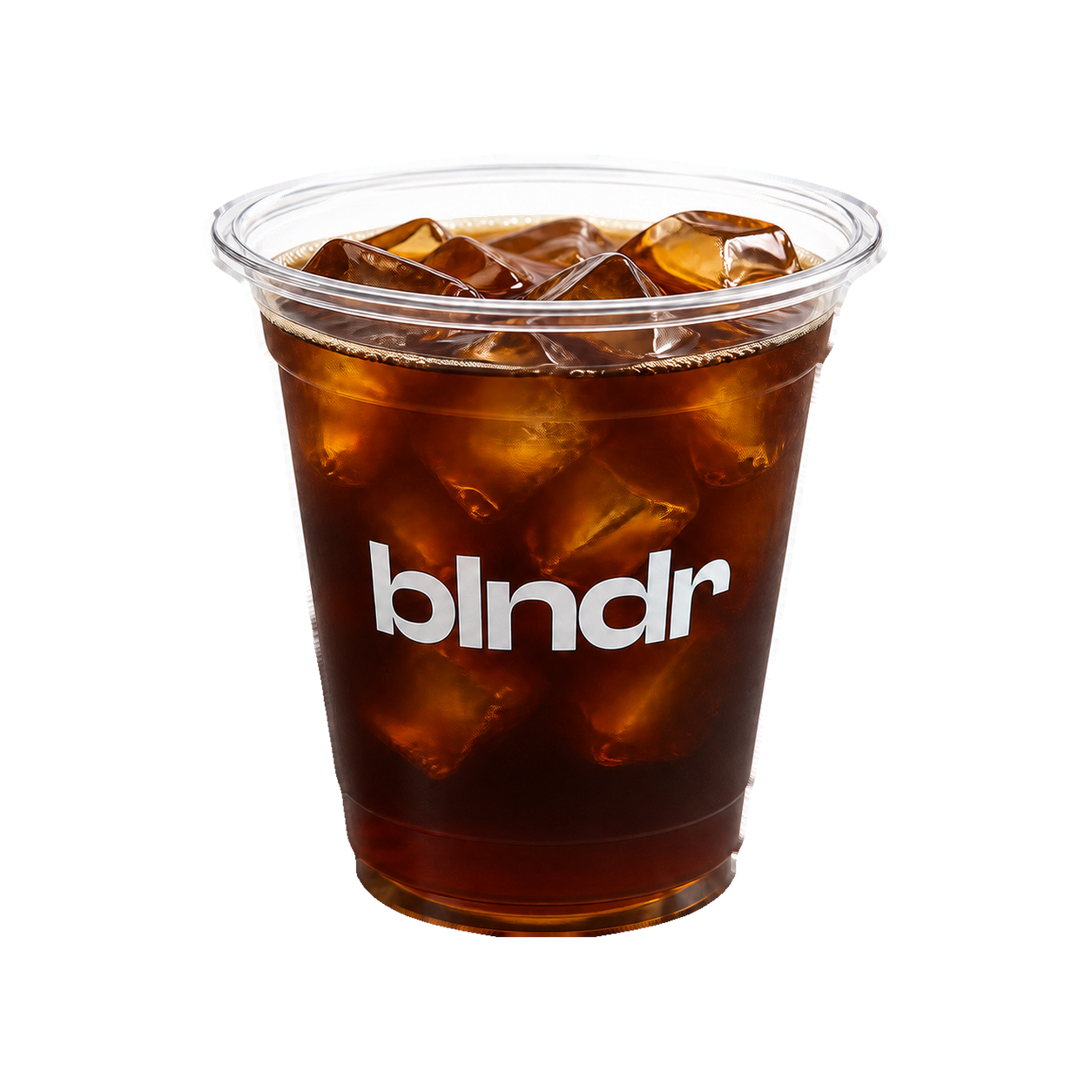 Iced Americano in a clear BLNDR cold cup